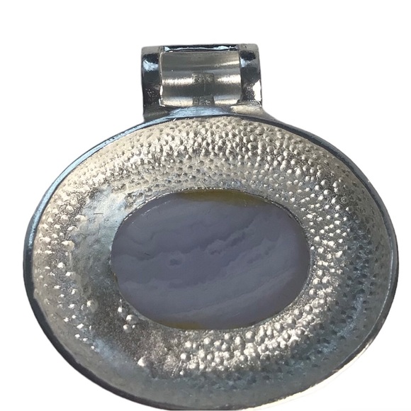 Sterling Silver Blue Lace Agate Pendant on Silver tone chain. - Picture 3 of 3
